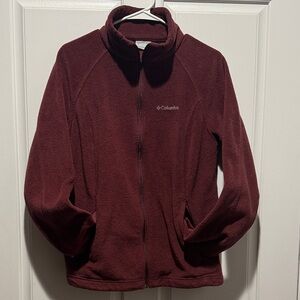 Columbia Maroon Full-Zip Fleece Jacket